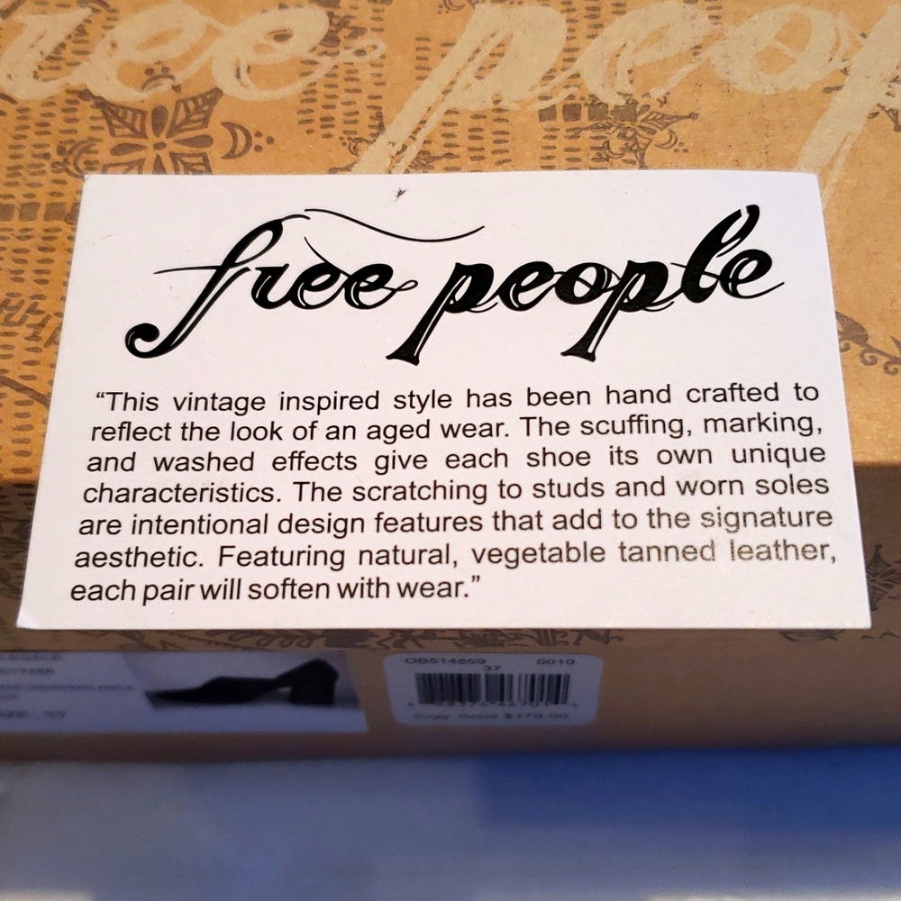 Free People NEW Pumps BLACK Leather Studs Shoes Women's 37 NWT - Picture 15 of 15